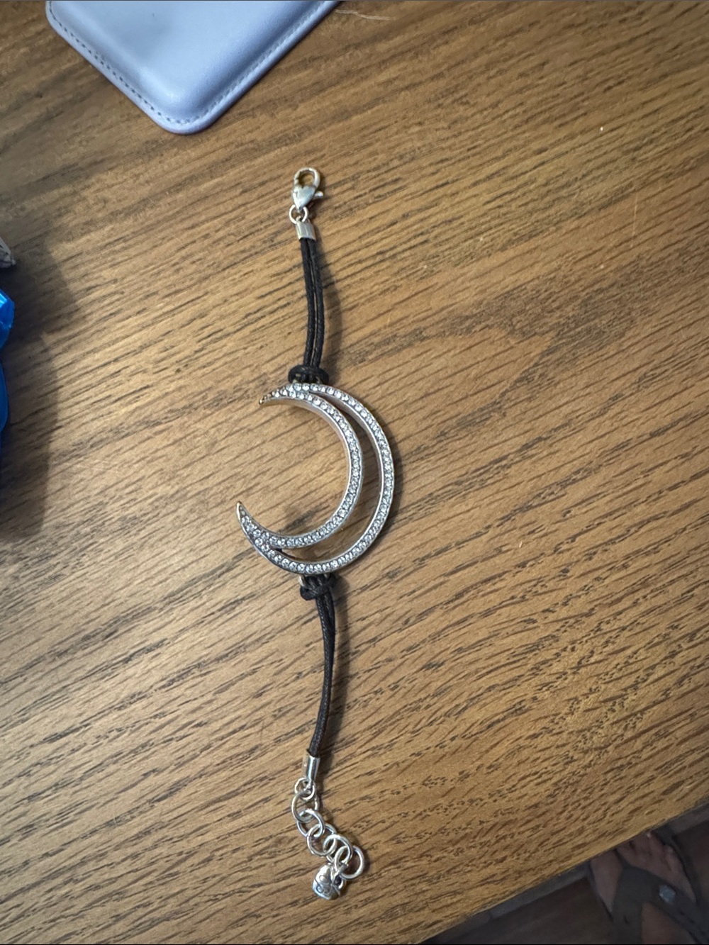 Brighton Silver-Tone Double Crescent Moon Bracelet with Black Cord